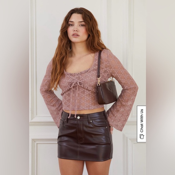 LA Hearts Trim Tie Front Cami & Cardigan Two-Piece Set | Size: L | Pink - Picture 2 of 6